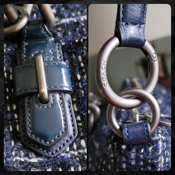 Coach Chelsea Blue Bouclé Satchel W/ Blue Leather #17813 - Picture 13 of 16